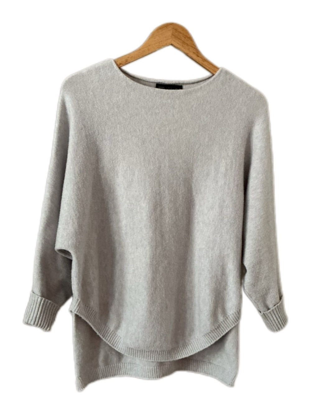 Joan Vass Light Gray Boatneck Hi-Low Sweater